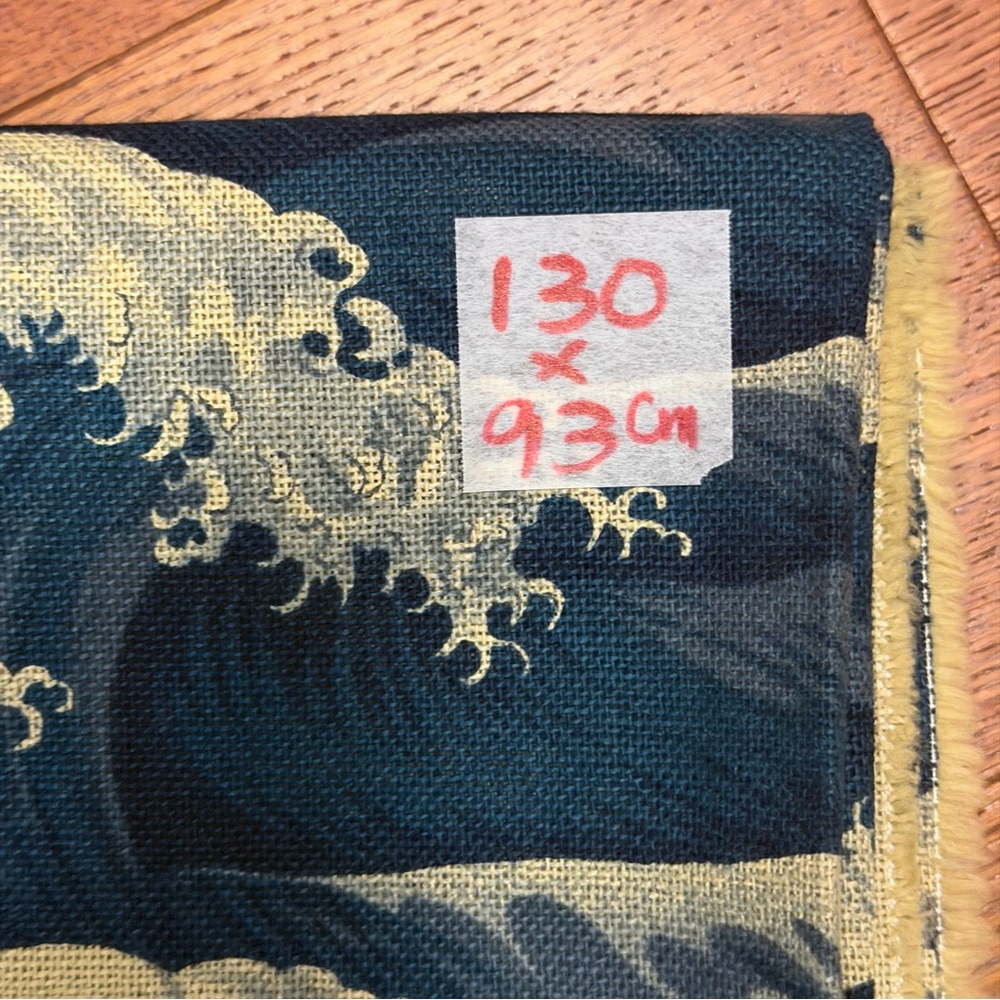 Japanese Blue and Cream Wave 🌊 Pattern Fabric